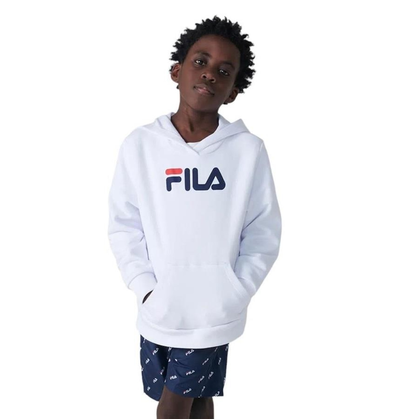 Blusão de Moletom com Capuz Fila Letter - Infantil - Foto 1