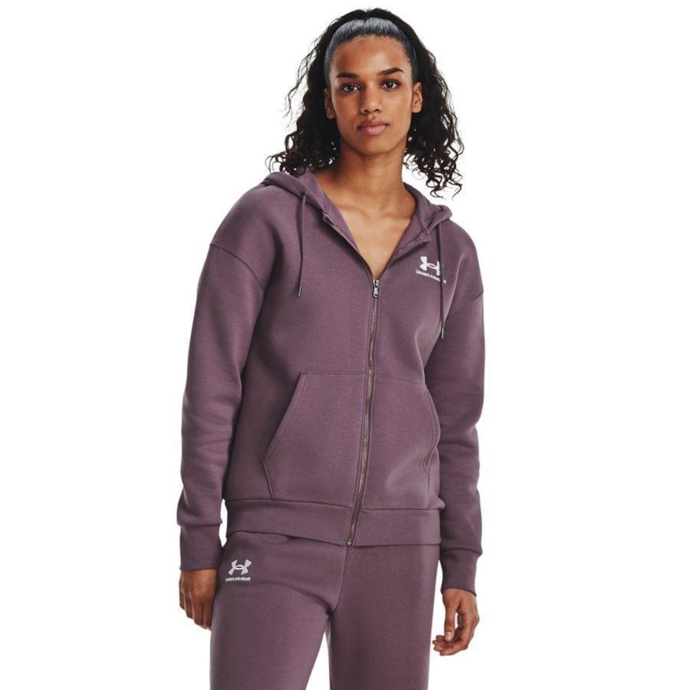 Jaqueta de Moletom Feminino Under Armour Essential Fleece Full-Zip - Foto 1