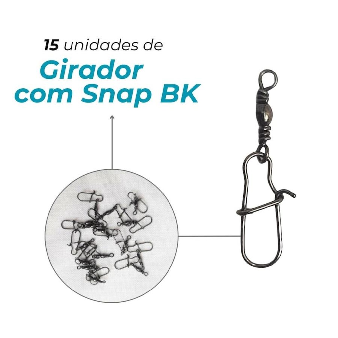 Pacote Albatroz Fishing 15 Snap Girador Pesca 14# Niquelados Bk Resiste 8Kg - Foto 2