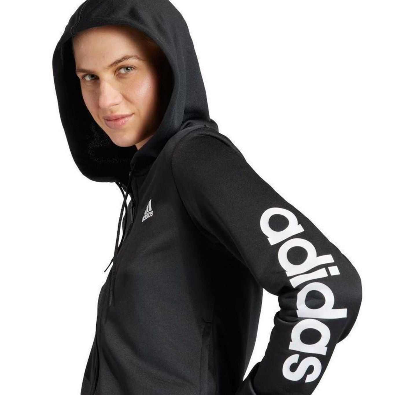 Agasalho com Capuz adidas Logo Linear - Feminino - Foto 5