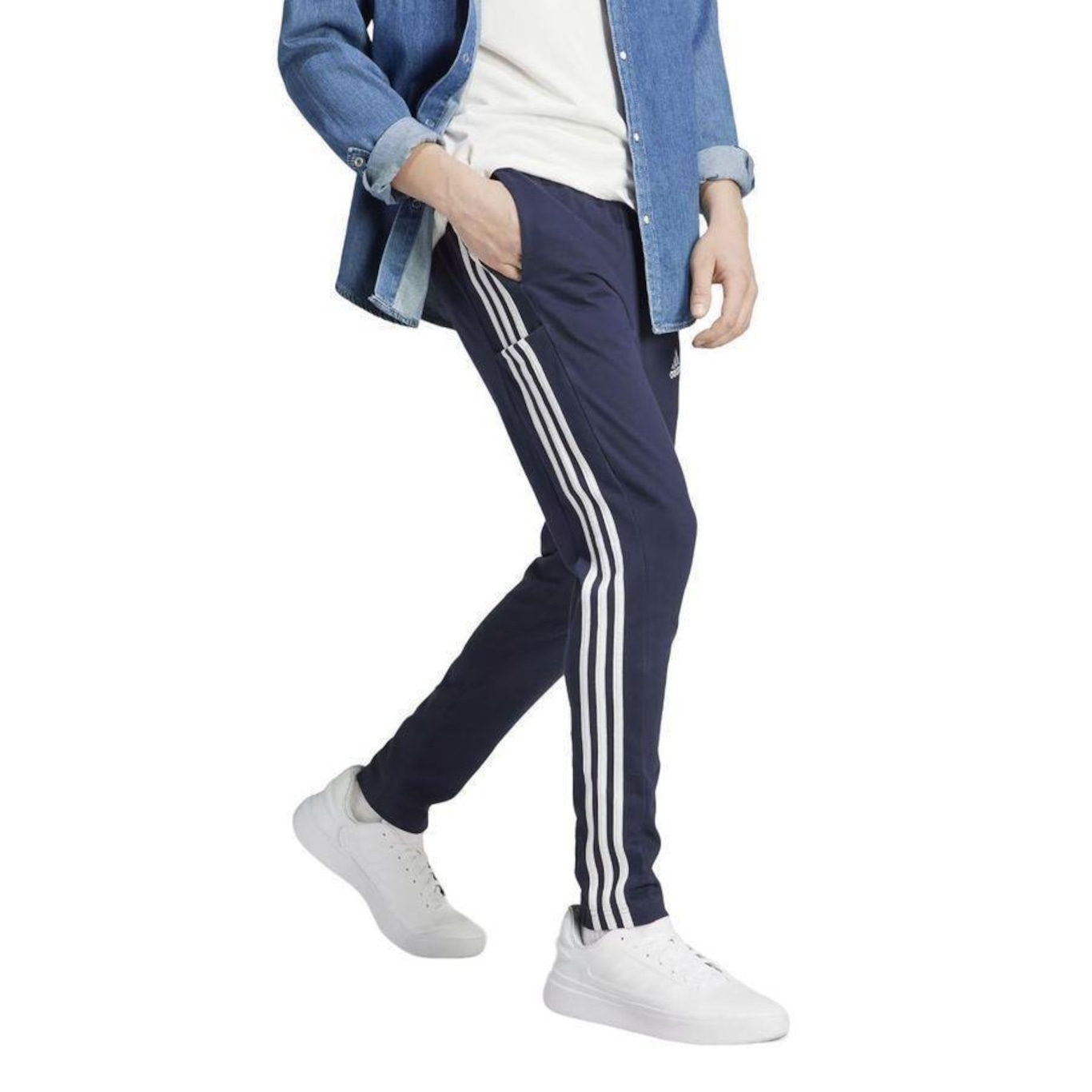 Calça adidas Essentials Tapered Open 3-Stripes - Masculina - Foto 3