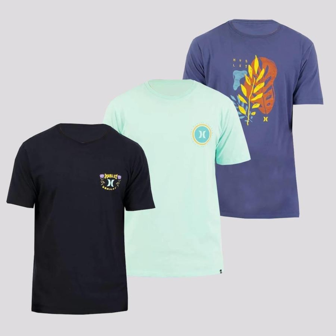 Kit Camisetas Hurley Classic - 3 Unidades - Adulto - Foto 1