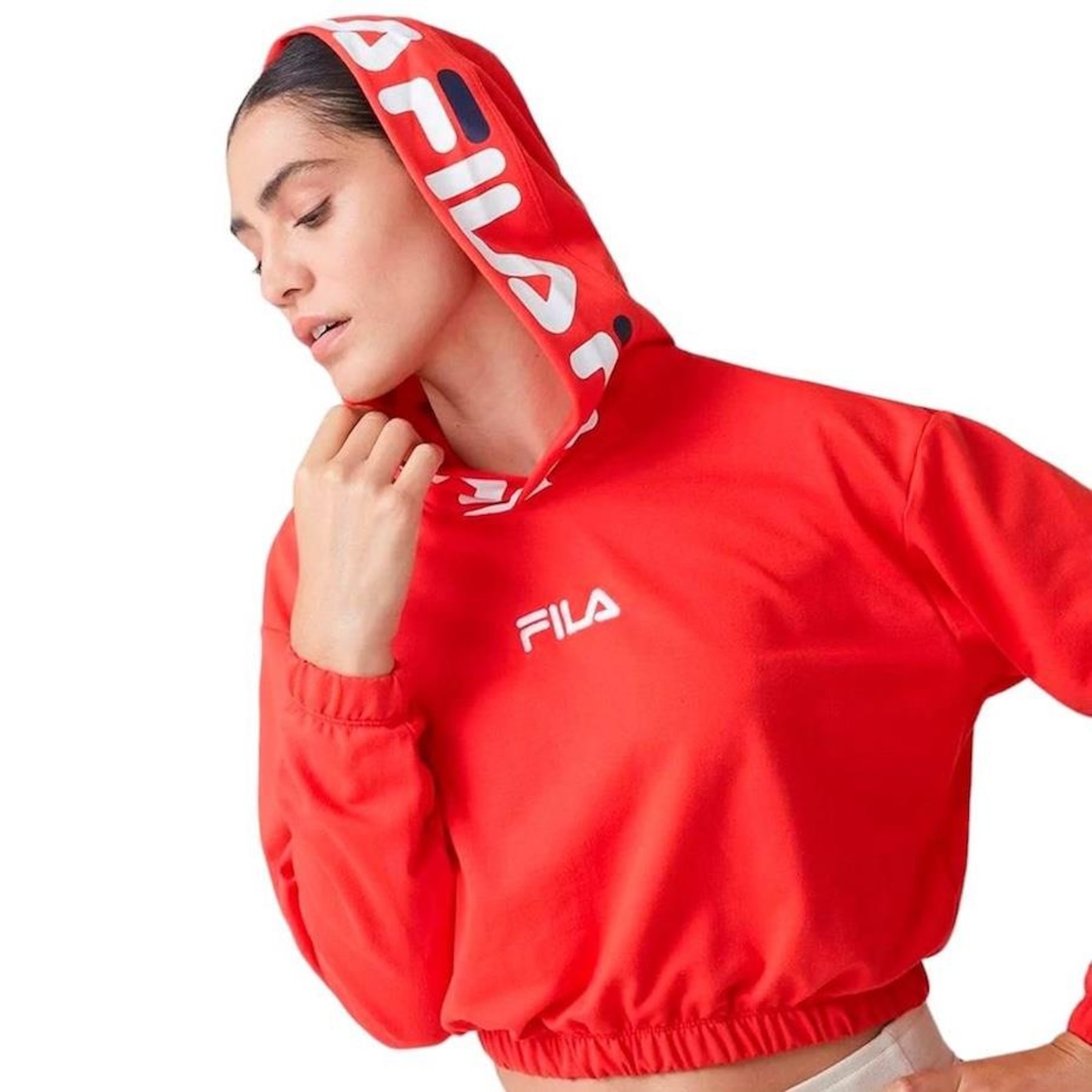 Blusão de Moletom Cropped Fila Letter - Feminino - Foto 3