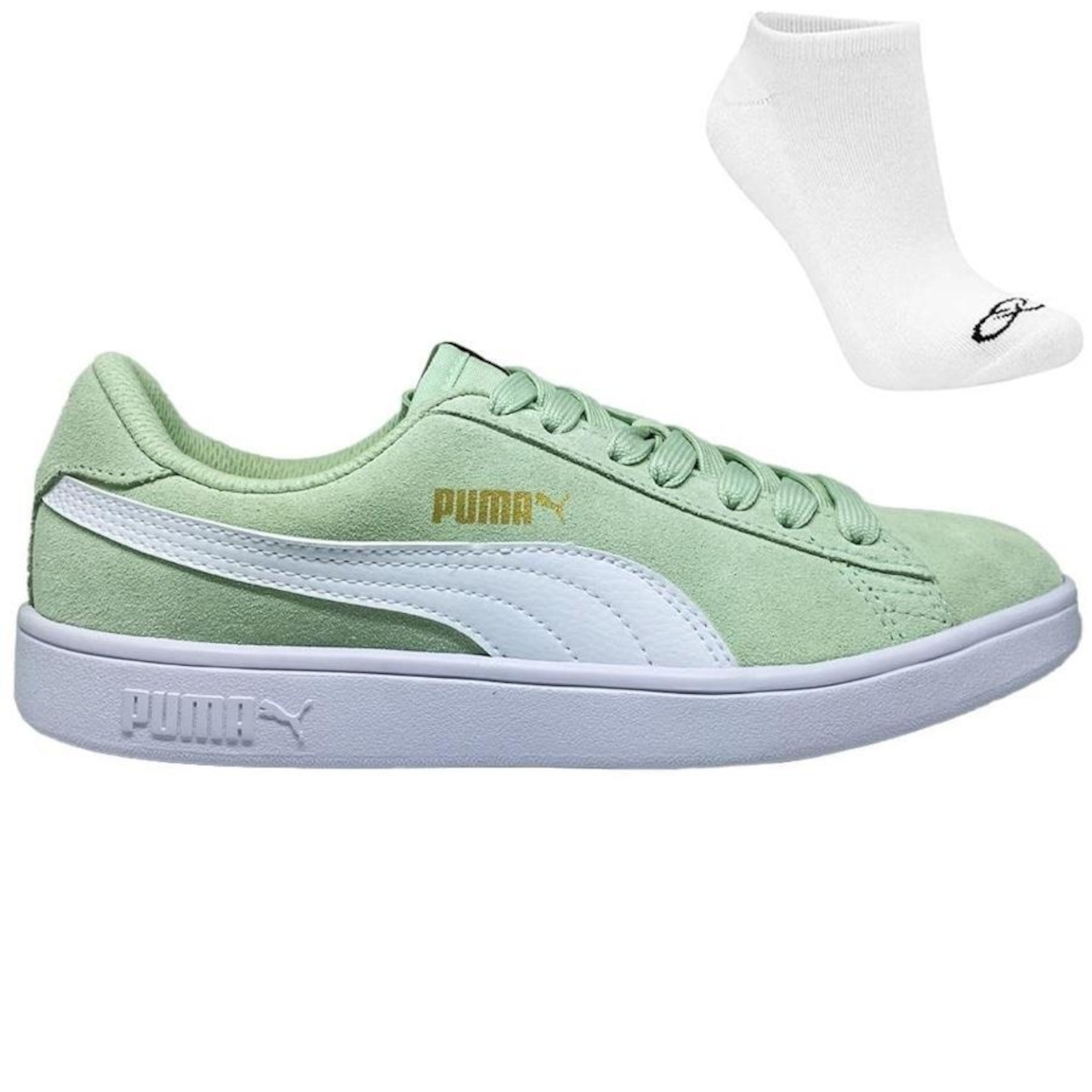 Kit Tênis Puma Smash V2 Wns Bdp + Meia - Feminino - Foto 1