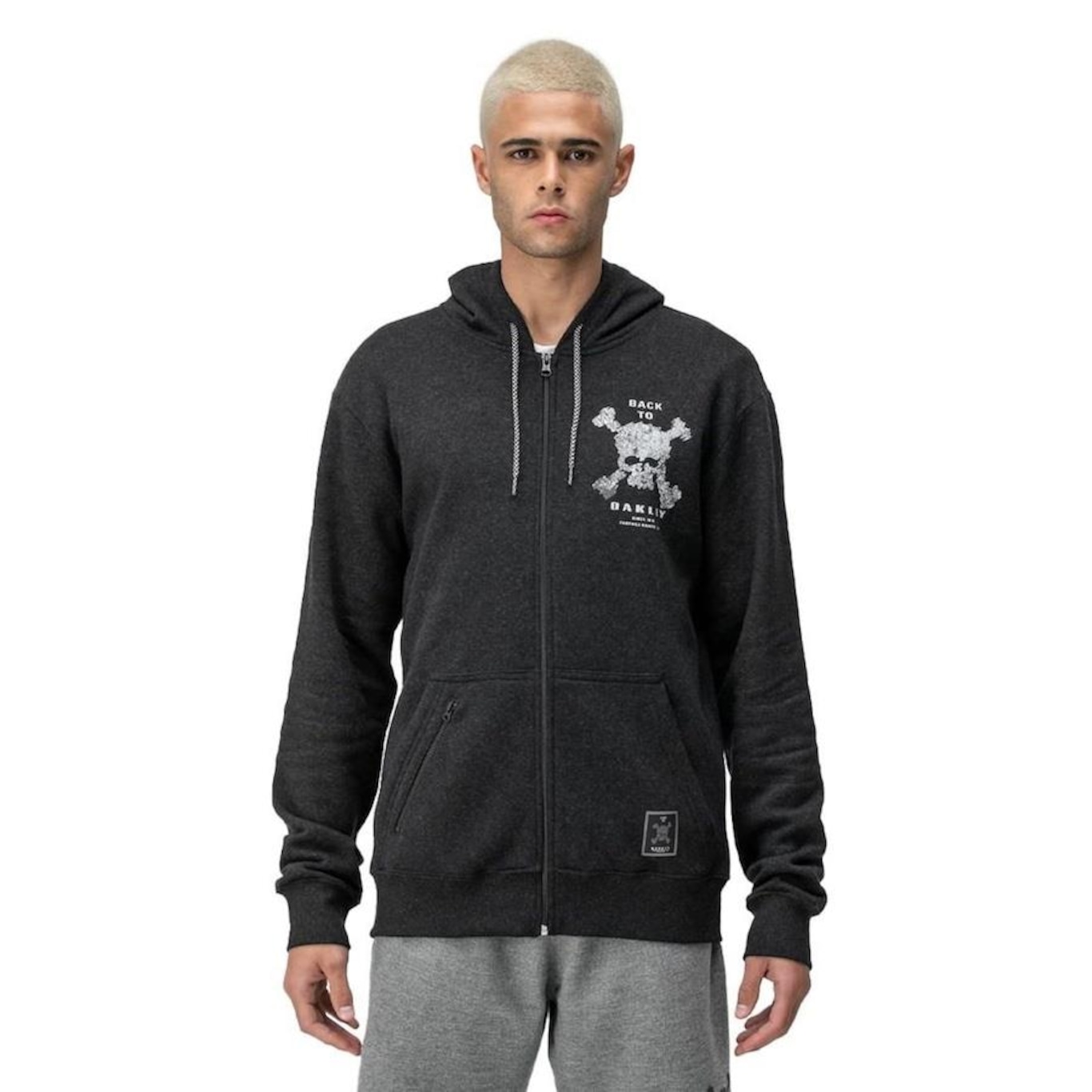 Jaqueta de Moletom com Capuz Oakley Back To Skull Hoodie F/Z - Masculino - Foto 1