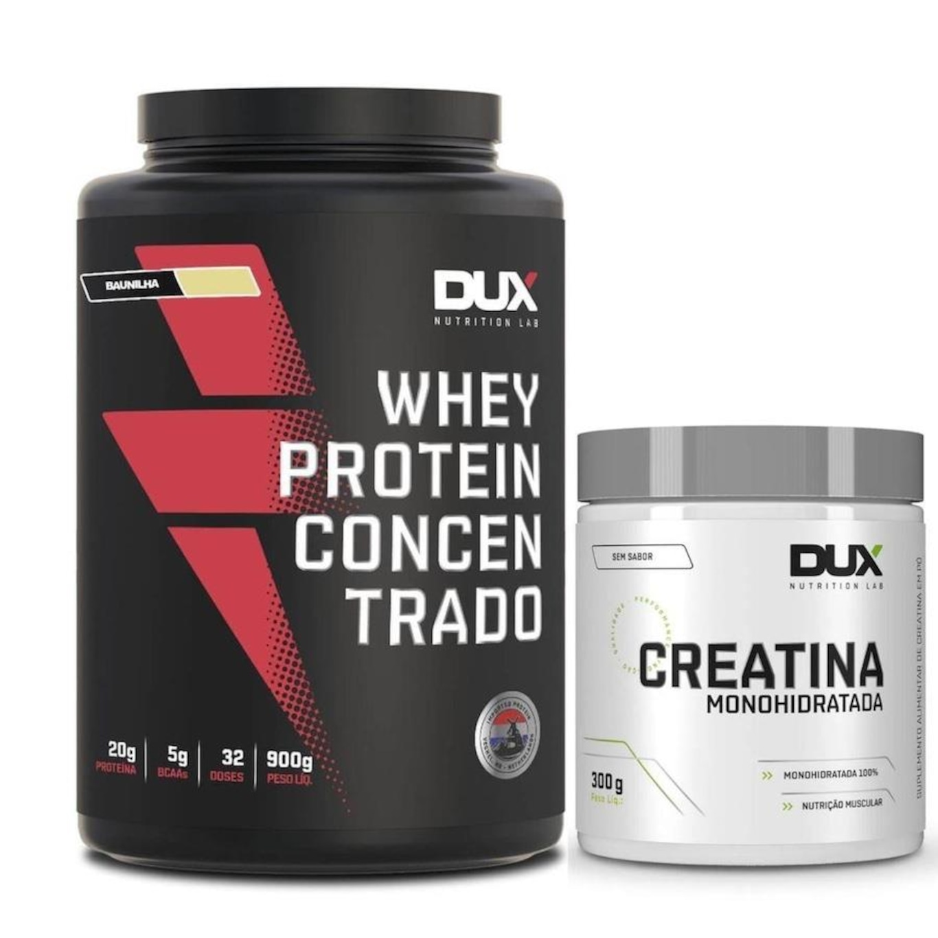 Kit Whey Protein Concentrado Dux Nutrition 900g Baunilha + Creatina 100% Pura 300g - Foto 1