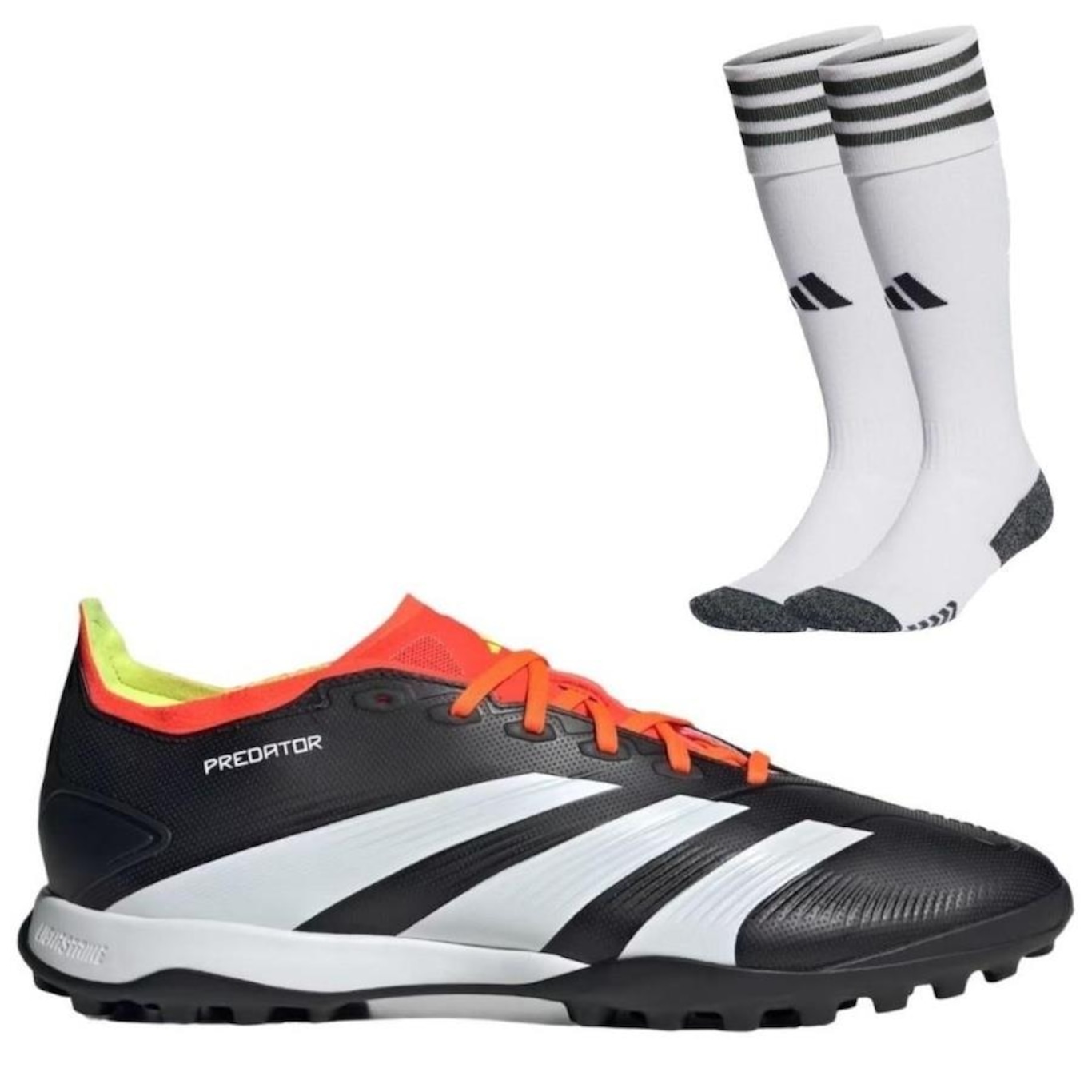 Chuteira Society adidas Predator League 24 Low + Meia Antiderrapante - Adulto - Foto 1