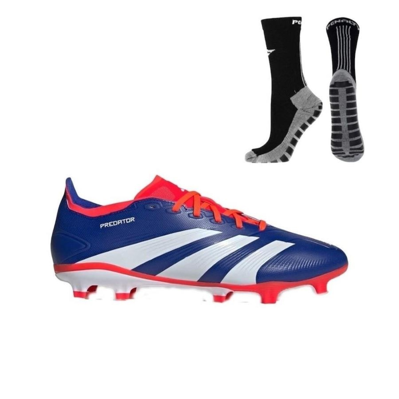 Chuteira de Campo adidas Predator League 24 Low + Meia Antiderrapante - Adulto - Foto 1