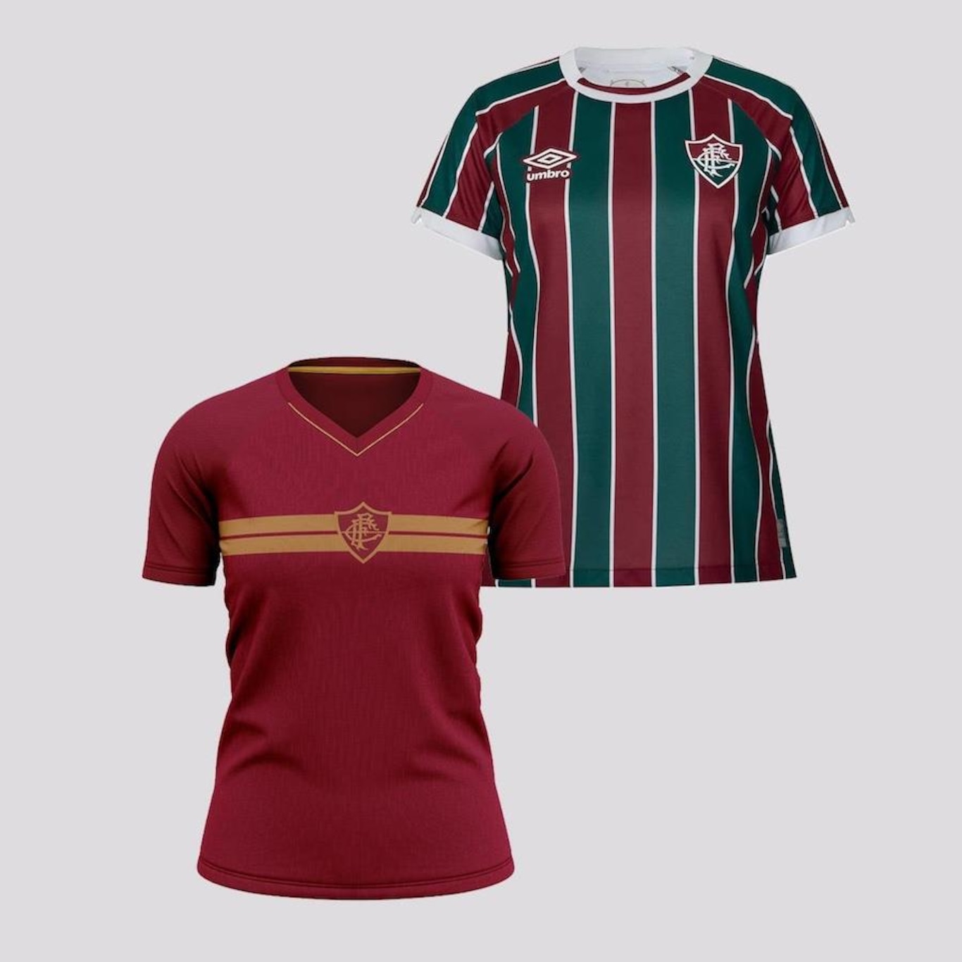 Kit Camisa do Fluminense I 2023 Umbro - Feminina + Camisa Fluminense Prank - Feminina - Foto 1