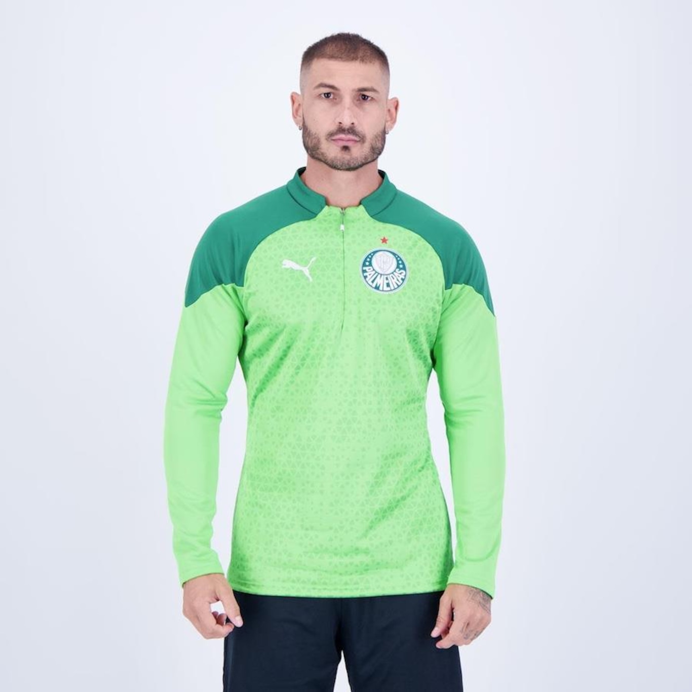 Blusão Térmico do Palmeiras Puma Training Fleece - Masculino - Foto 1