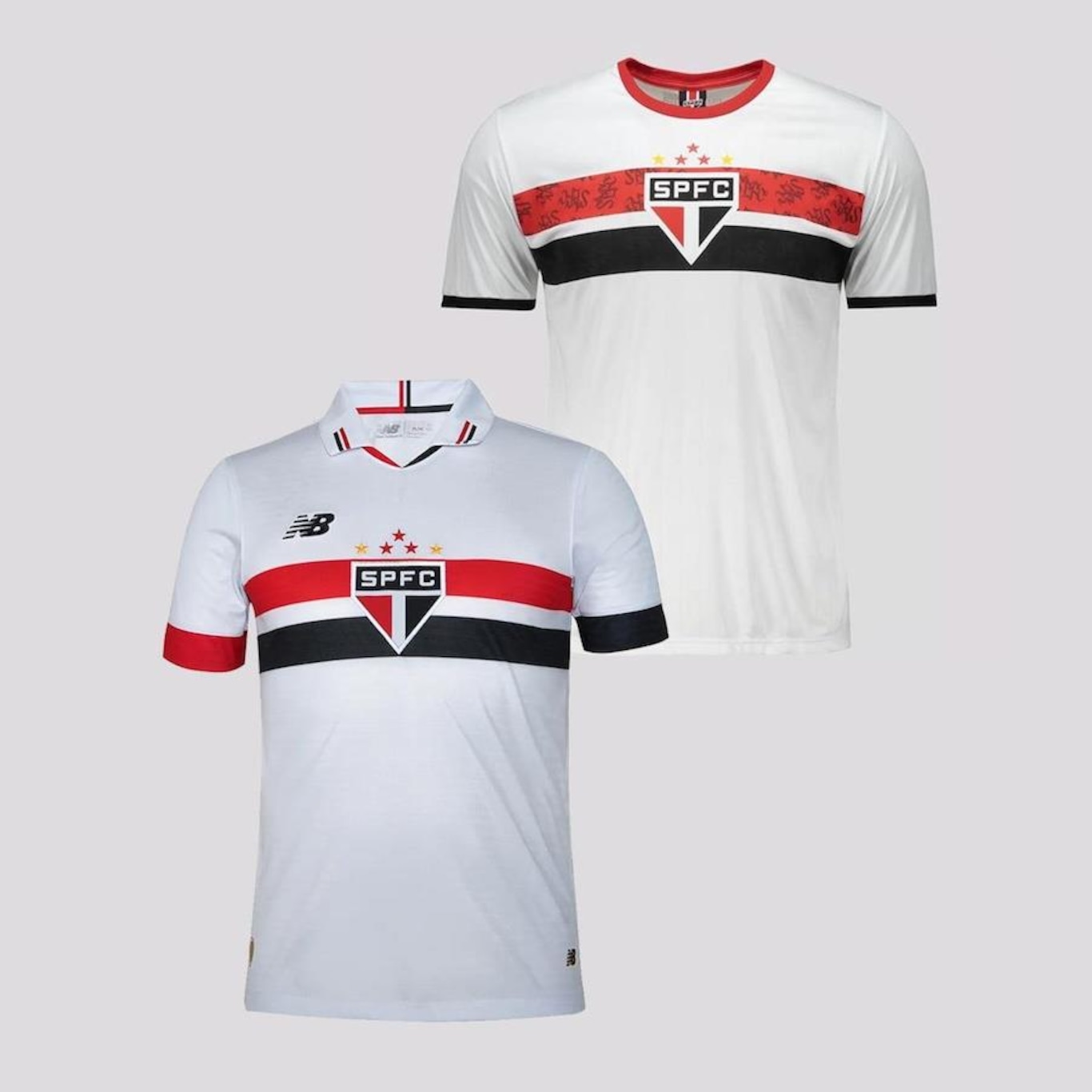 Kit Camisa do São Paulo I 2024 New Balance - Masculina + Camisa São Paulo Stencil - Masculina - Foto 1