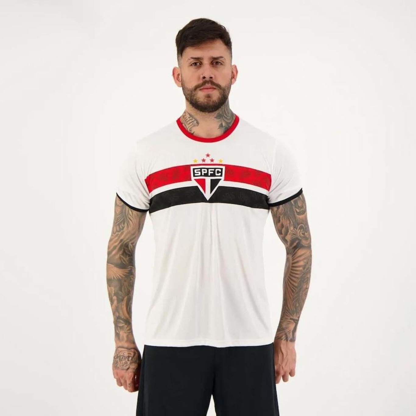 Kit Camisa do São Paulo I 2024 New Balance - Masculina + Camisa São Paulo Stencil - Masculina - Foto 4