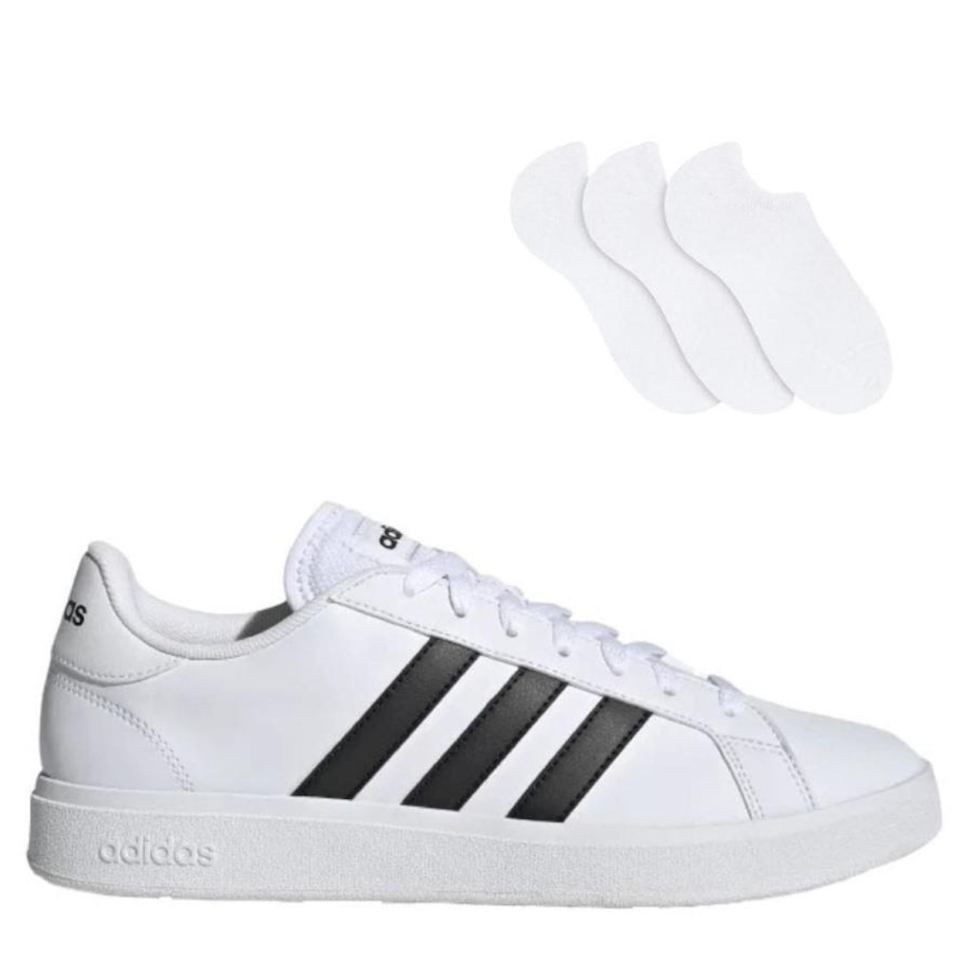 Kit Tênis adidas Grand Court Base 2.0 Simp + 3 Pares de Meias - Feminino - Foto 1