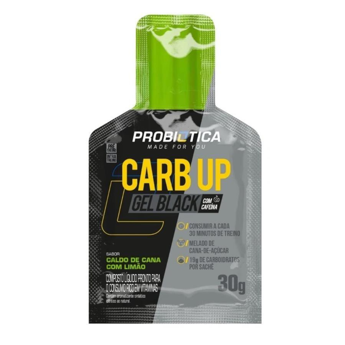 Carb Up Gel Black Probiótica 10 Sachês 30G Caldo de Cana com Limão Carboidrato Energético - Foto 2