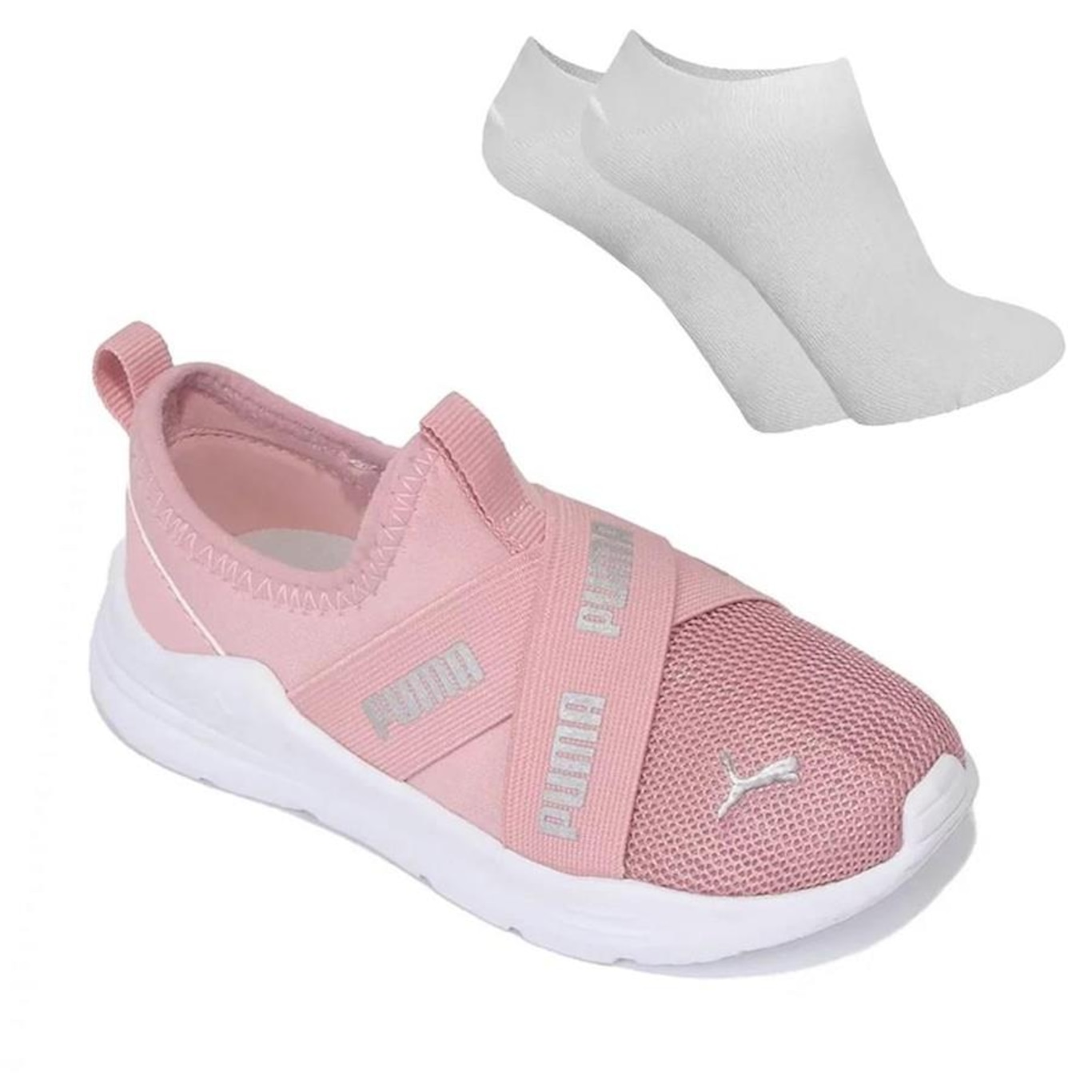 Tênis Puma Wired Run Slip-On + Par de Meia - Infantil - Foto 1