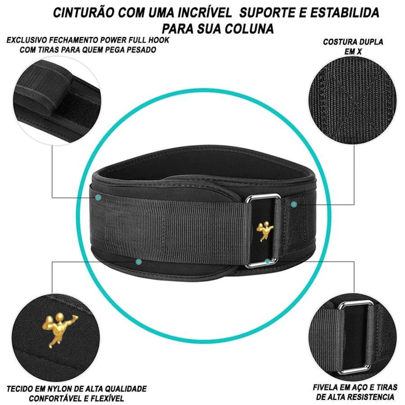 Cinturão para Levantamento e Agachamento de Peso Gold Sports Lpo Iron - Ajustável - Foto 2