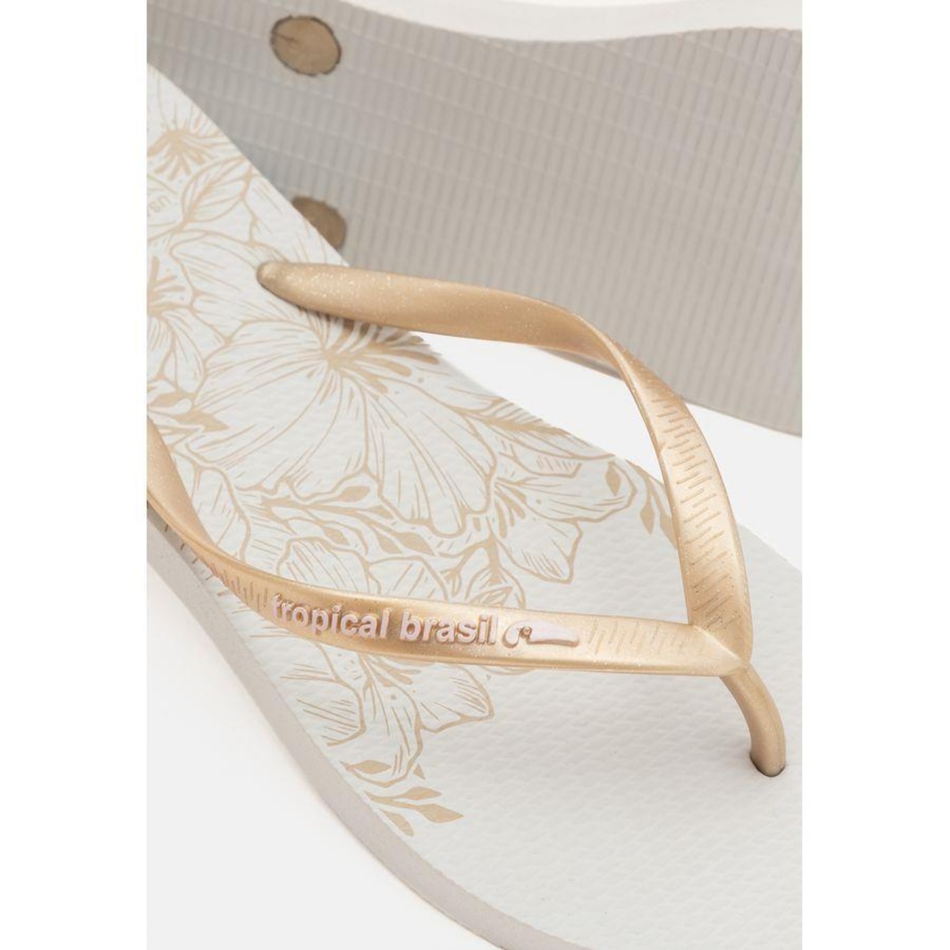 Chinelo Tropical Brasil Estampado Slim Gold Glitter - Feminino - Foto 2