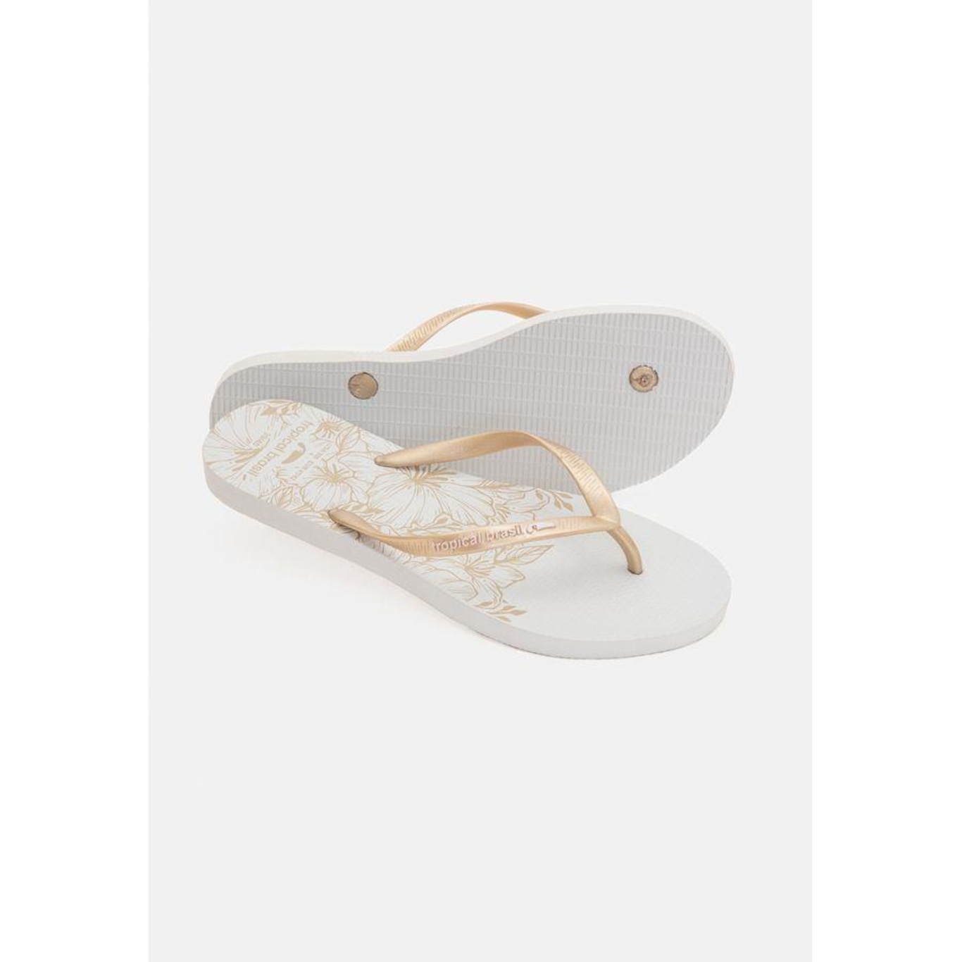 Chinelo Tropical Brasil Estampado Slim Gold Glitter - Feminino - Foto 3