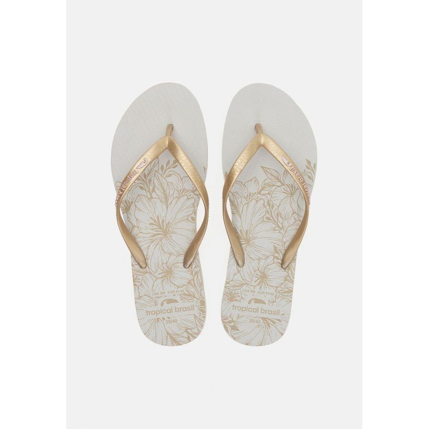 Chinelo Tropical Brasil Estampado Slim Gold Glitter - Feminino - Foto 4