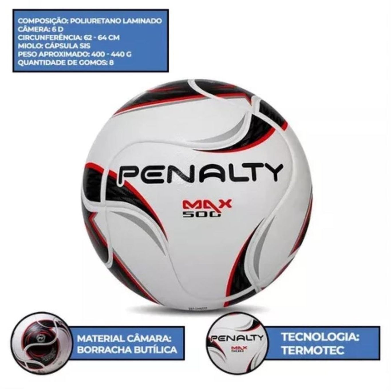 Bola Futsal Penalty Max 500 Term XXII - Foto 3