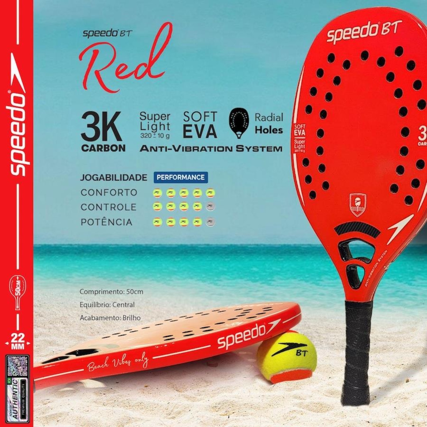 Raquete Red Beach Tennis 3K + Beach Bag Speedo - Foto 2