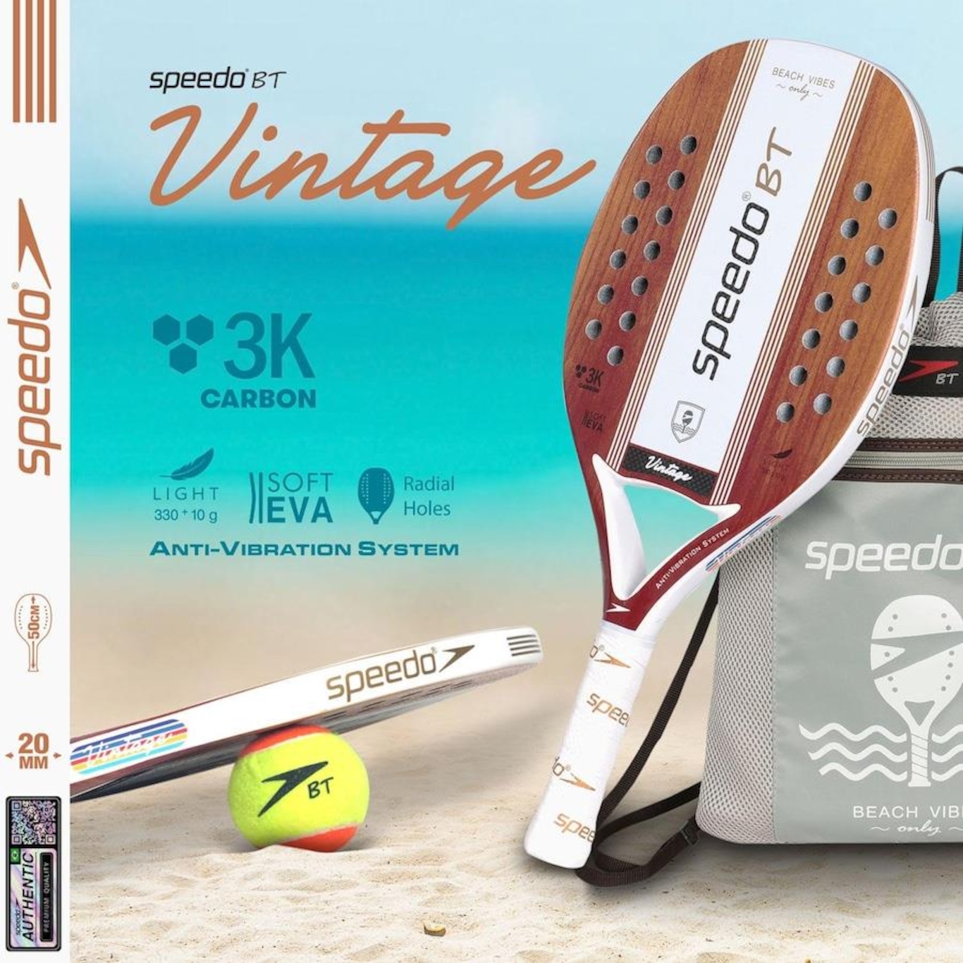 Raquete de Beach Tennis 3K Vintage + Beach Bag Speedo Wood - Foto 2