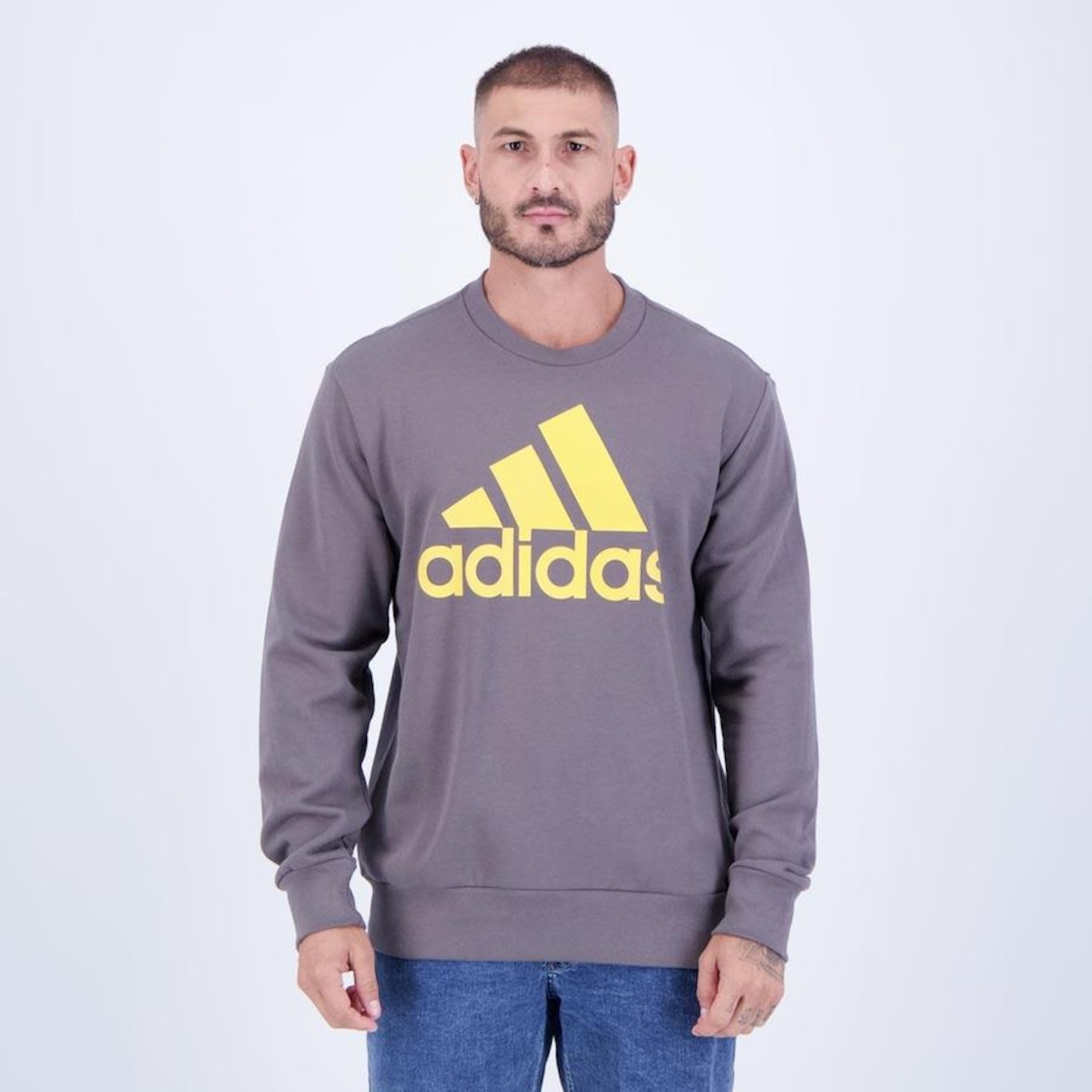 Blusão de Moletom sem Capuz adidas Big Logo - Masculino - Foto 1