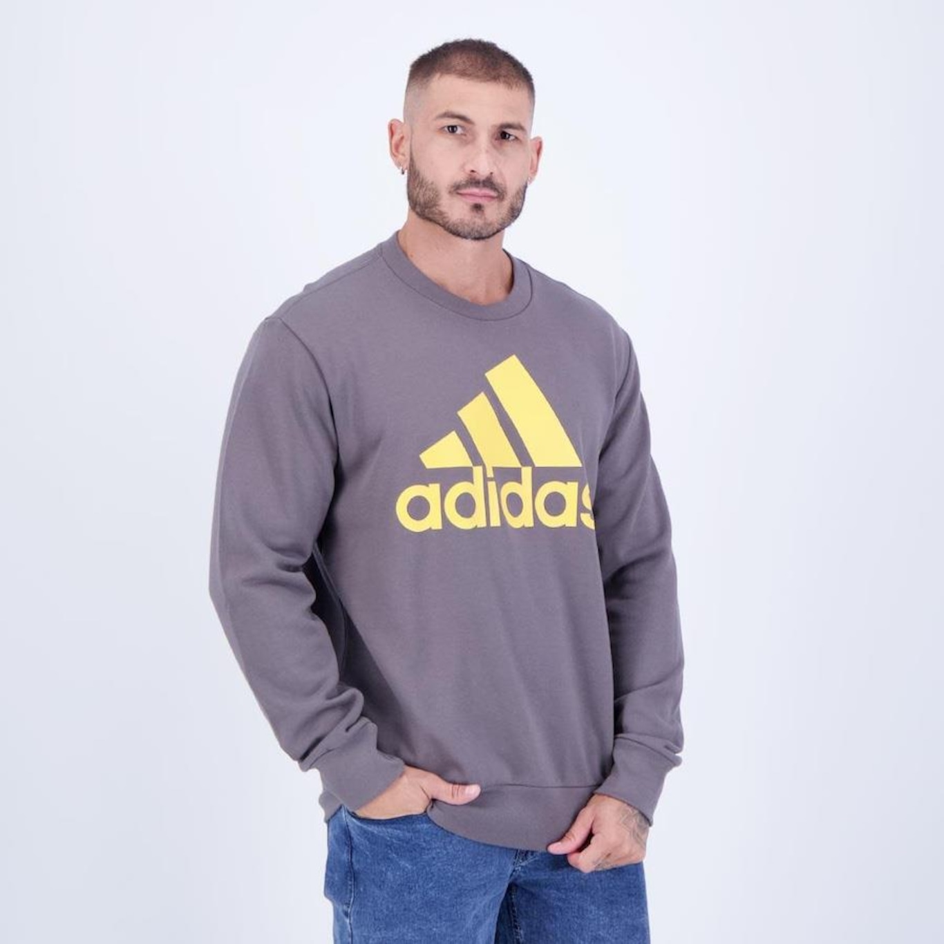 Blusão de Moletom sem Capuz adidas Big Logo - Masculino - Foto 2