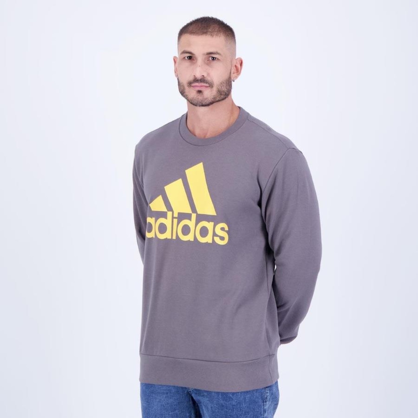 Blusão de Moletom sem Capuz adidas Big Logo - Masculino - Foto 3