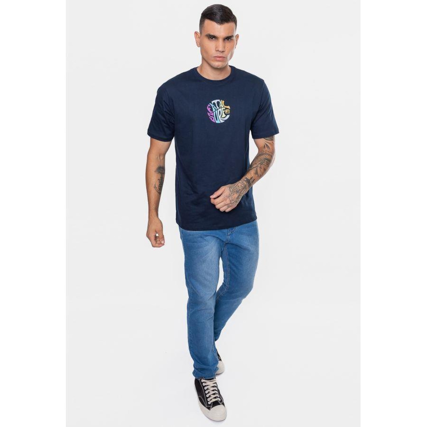 Camiseta Fatal Masculina Estampada Joy Navy Hipnose - Masculina - Foto 3