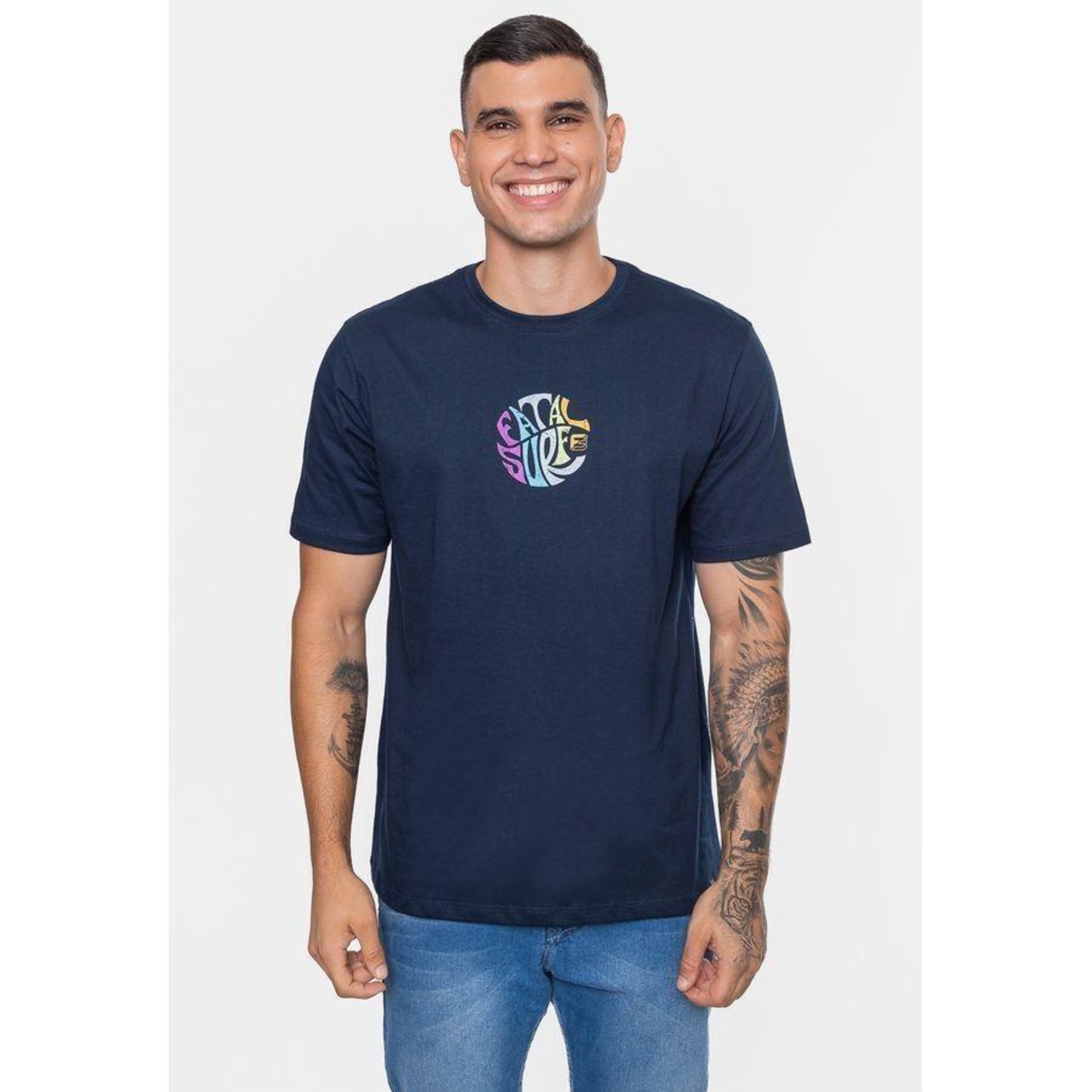 Camiseta Fatal Masculina Estampada Joy Navy Hipnose - Masculina - Foto 5