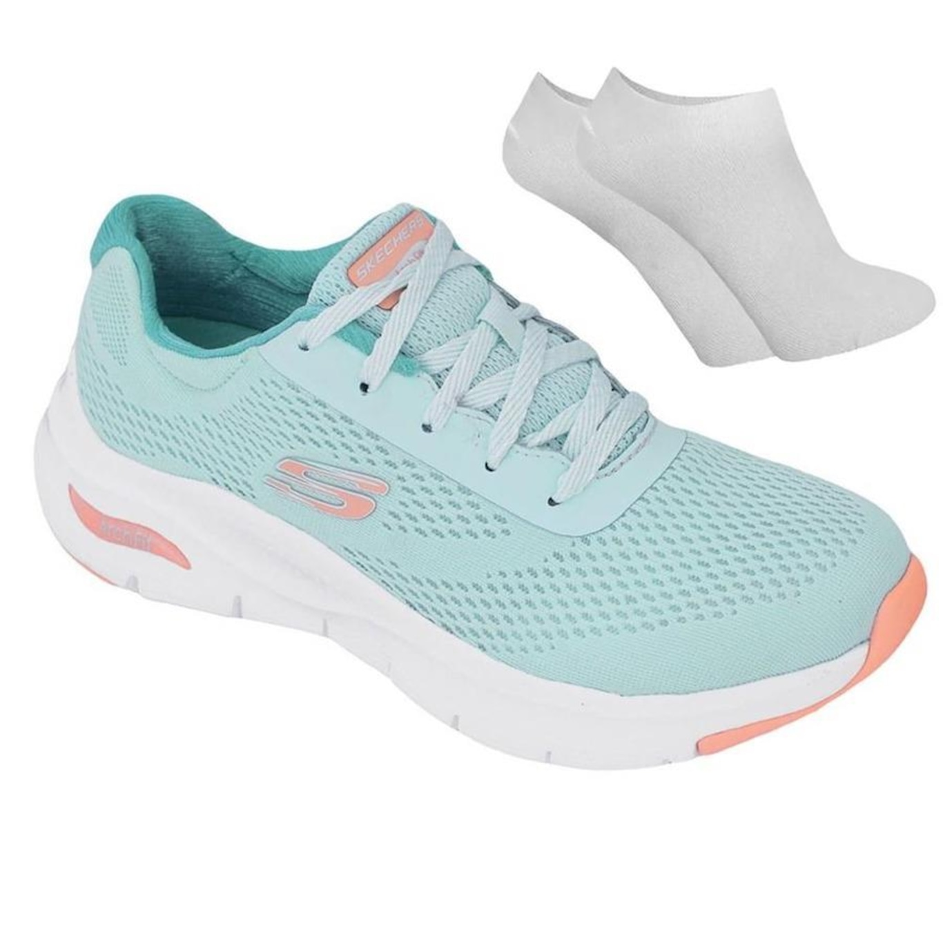 Kit Tênis Skechers Arch Fit + Par de Meias - Feminino - Foto 1