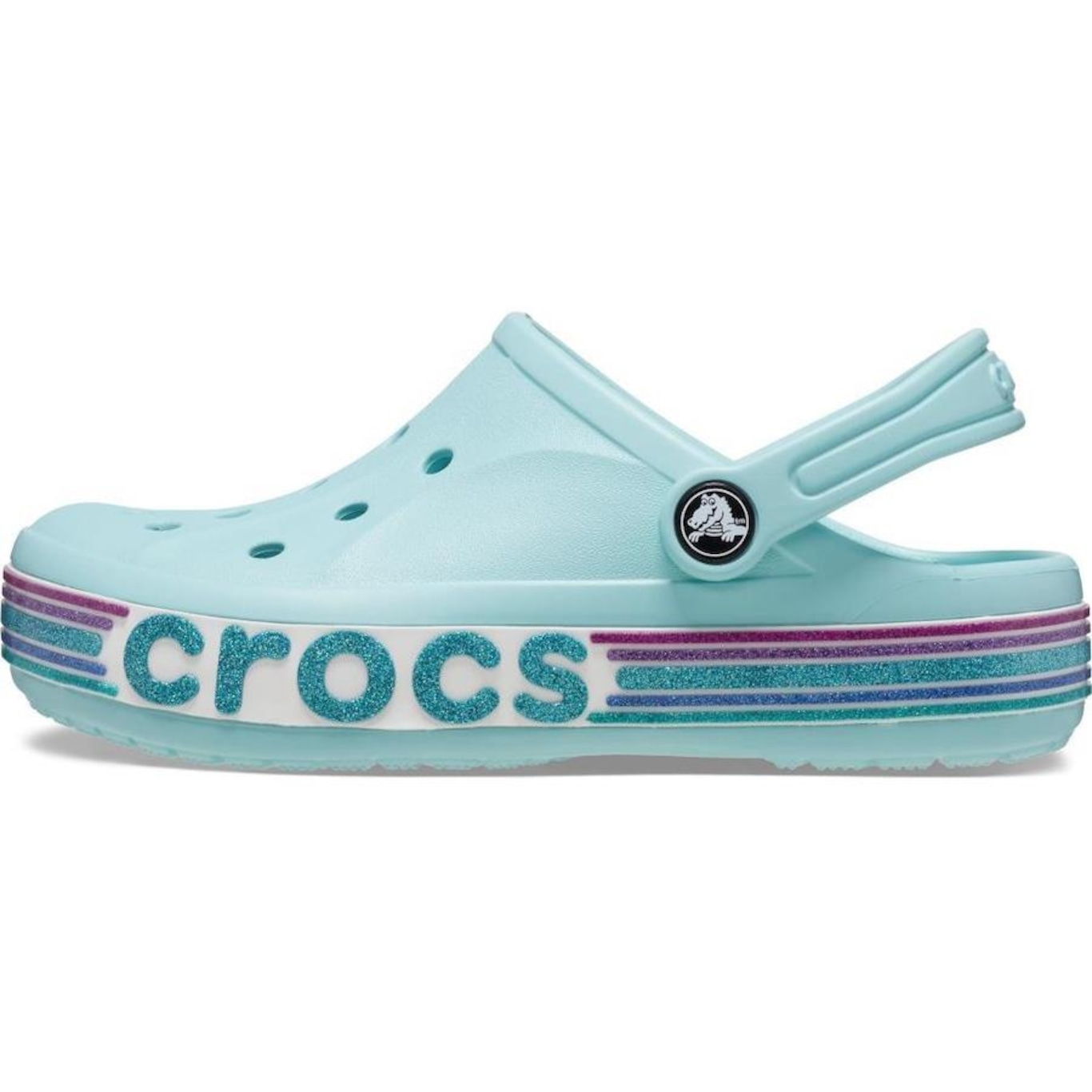 Sandália Crocs Classic Rainbow Glitter Clog T Pure Water - Infantil - Foto 6