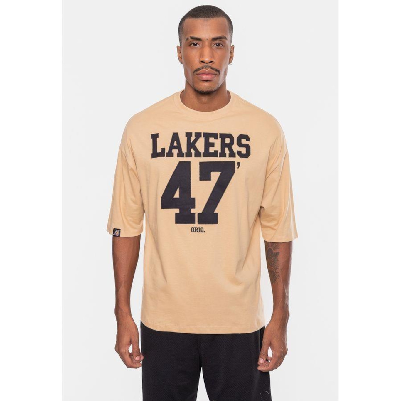 Camiseta Nba Number Twill Los Ageles Lakers - Masculina - Foto 3