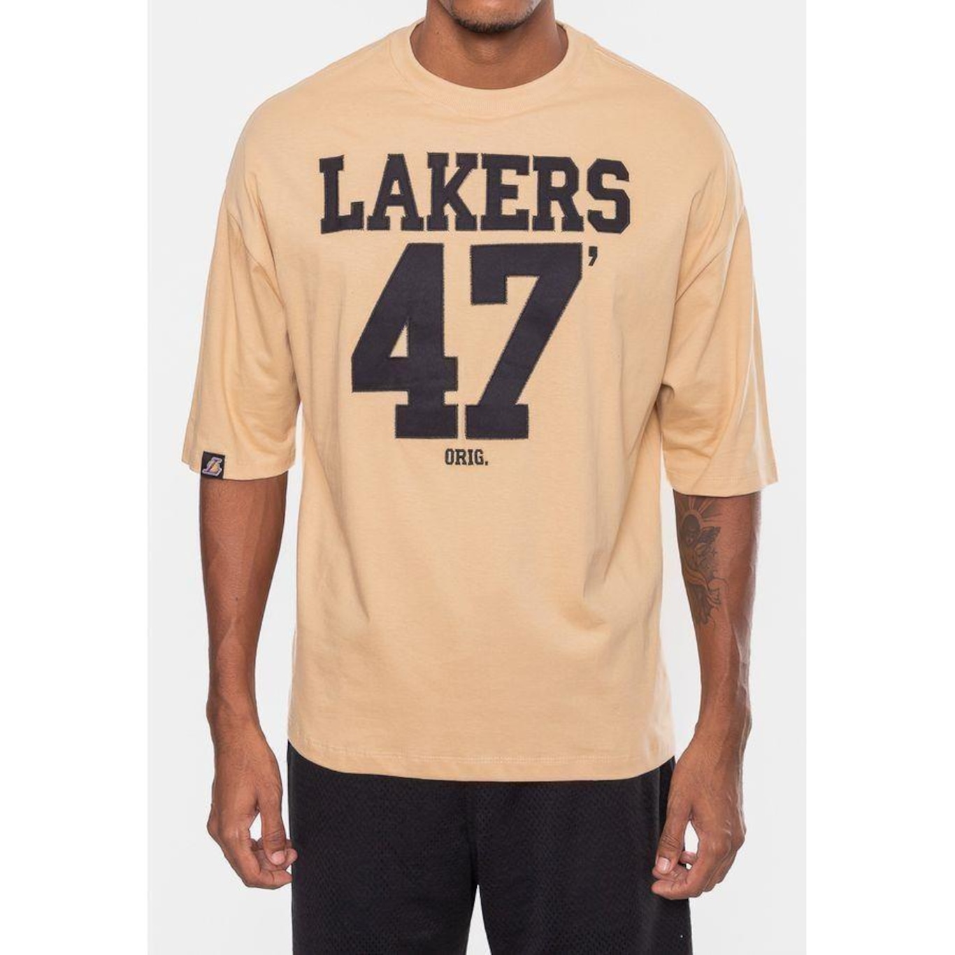 Camiseta Nba Number Twill Los Ageles Lakers - Masculina - Foto 4