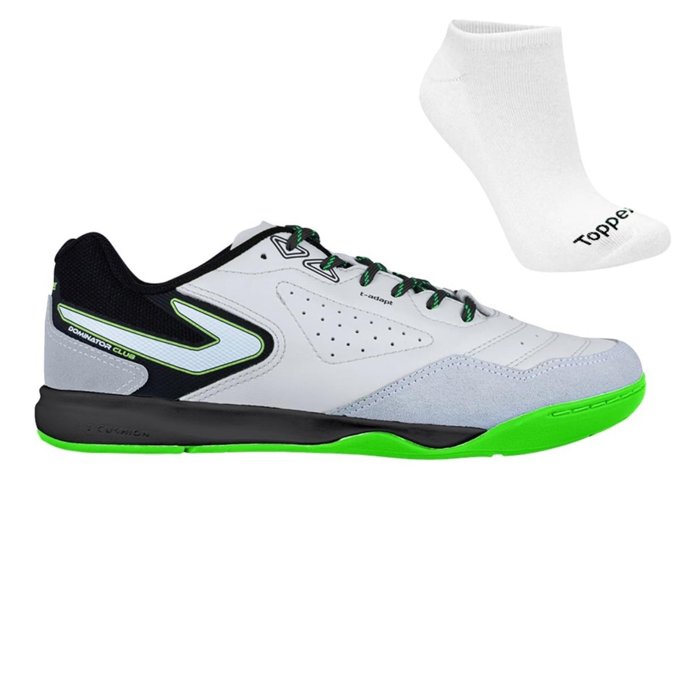 Kit Chuteira Futsal Topper Dominator Club V E Meia - Adulto - Foto 1