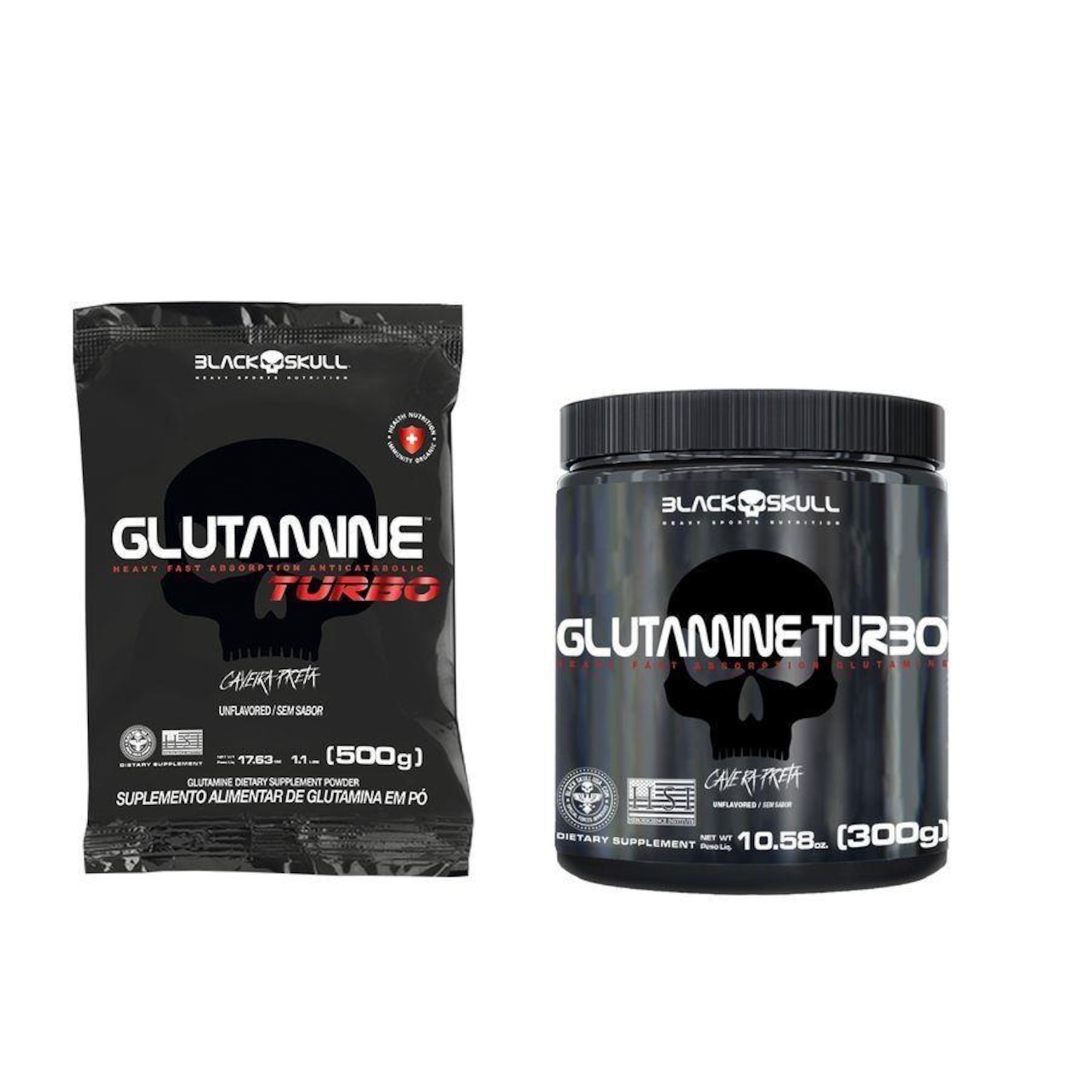 Kit Glutamine Black Skull Turbo + Refil - Foto 1