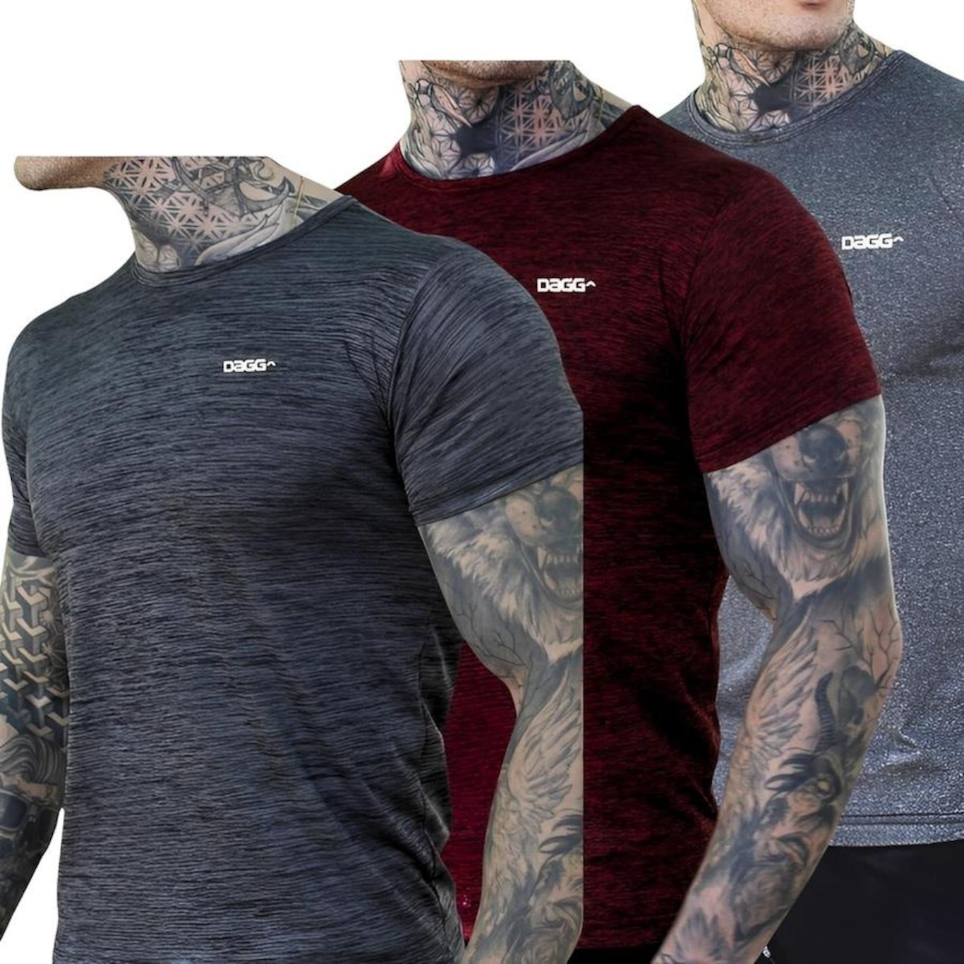 Kit 3 Camisetas Masculina de Treino Dagg Básica Academia Corrida Caminhada Confortável Respirável - Foto 1