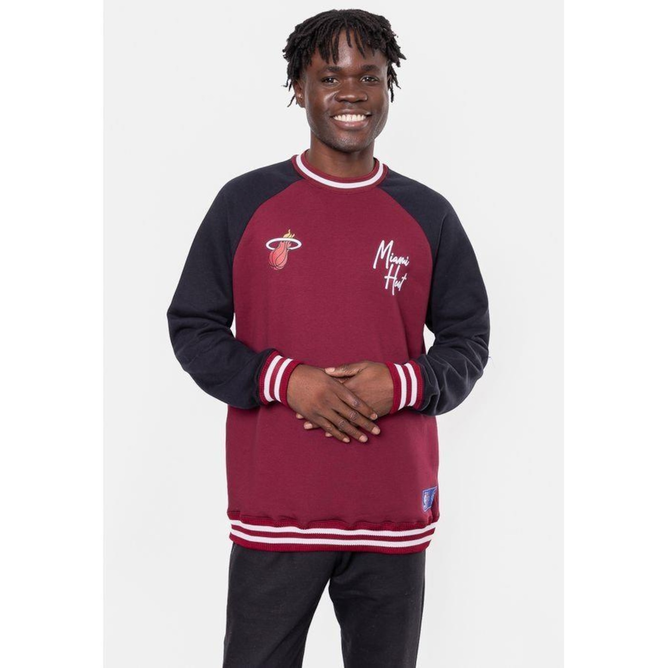 Blusão de Moletom sem Capuz Nba Old Logo Bordo Cabernet - Masculino - Foto 1