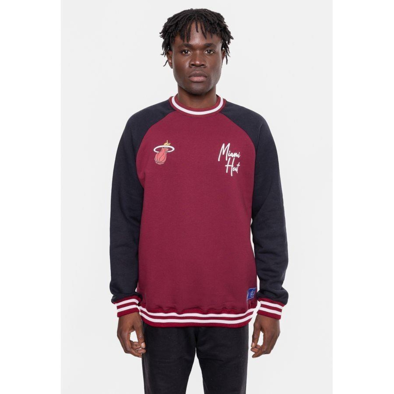 Blusão de Moletom sem Capuz Nba Old Logo Bordo Cabernet - Masculino - Foto 3