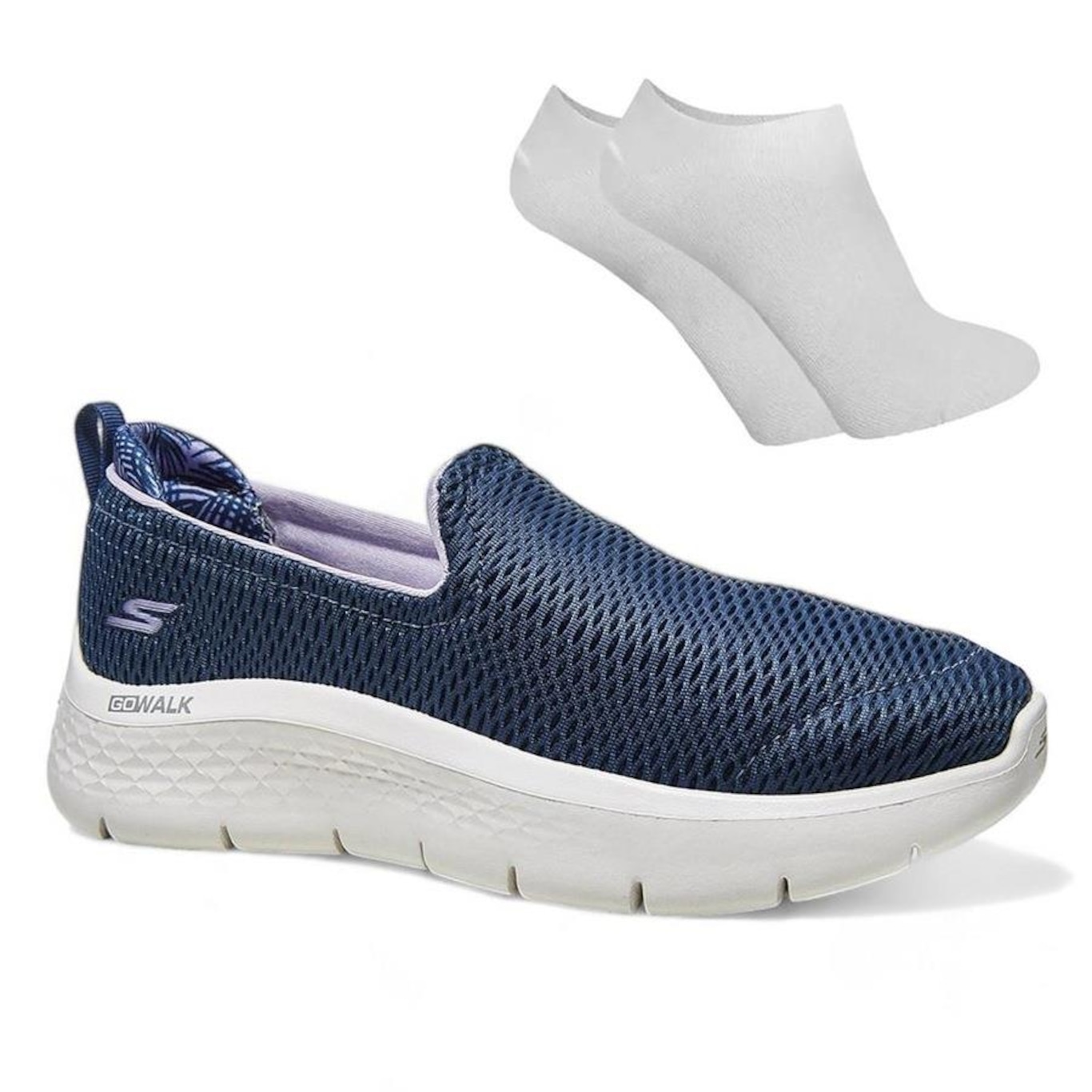 Kit Tênis Skechers Go Walk Flex Clever View Feminino + Par de Meia - Foto 1