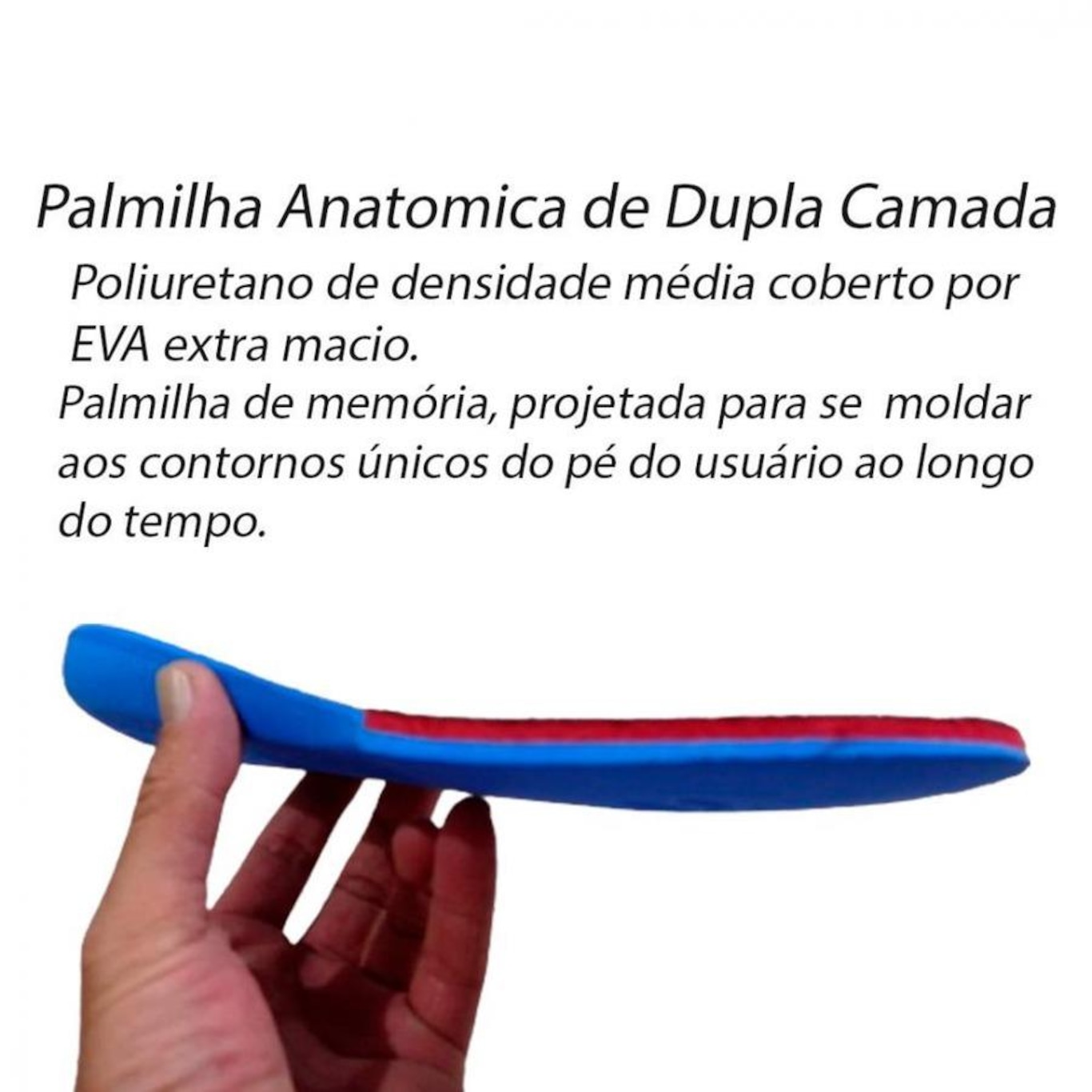 Palmilha de Dupla Camada Conforto Anatomico com Memoria e Forro Antibacteriano Azul - Foto 3