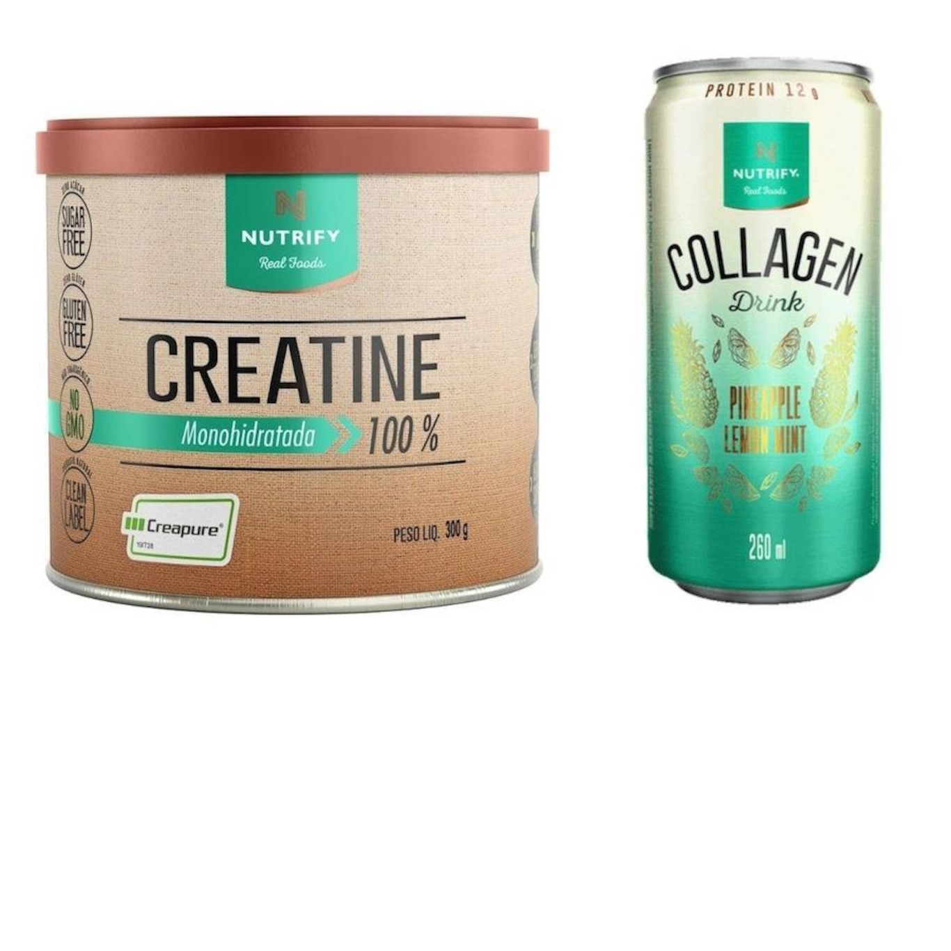 Kit 1X Creatina Creapure 300g Nutrify com 1X Colágeno Drink Collagen 260Ml - Foto 1