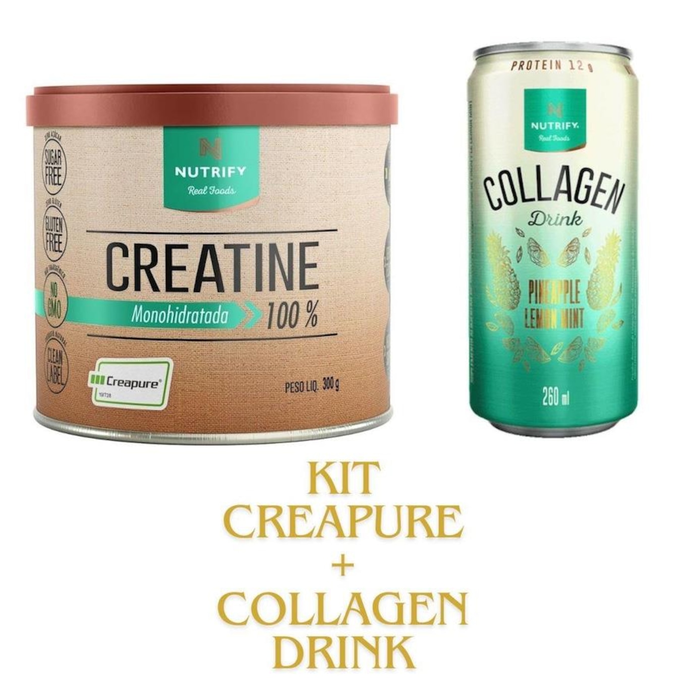 Kit 1X Creatina Creapure 300g Nutrify com 1X Colágeno Drink Collagen 260Ml - Foto 2