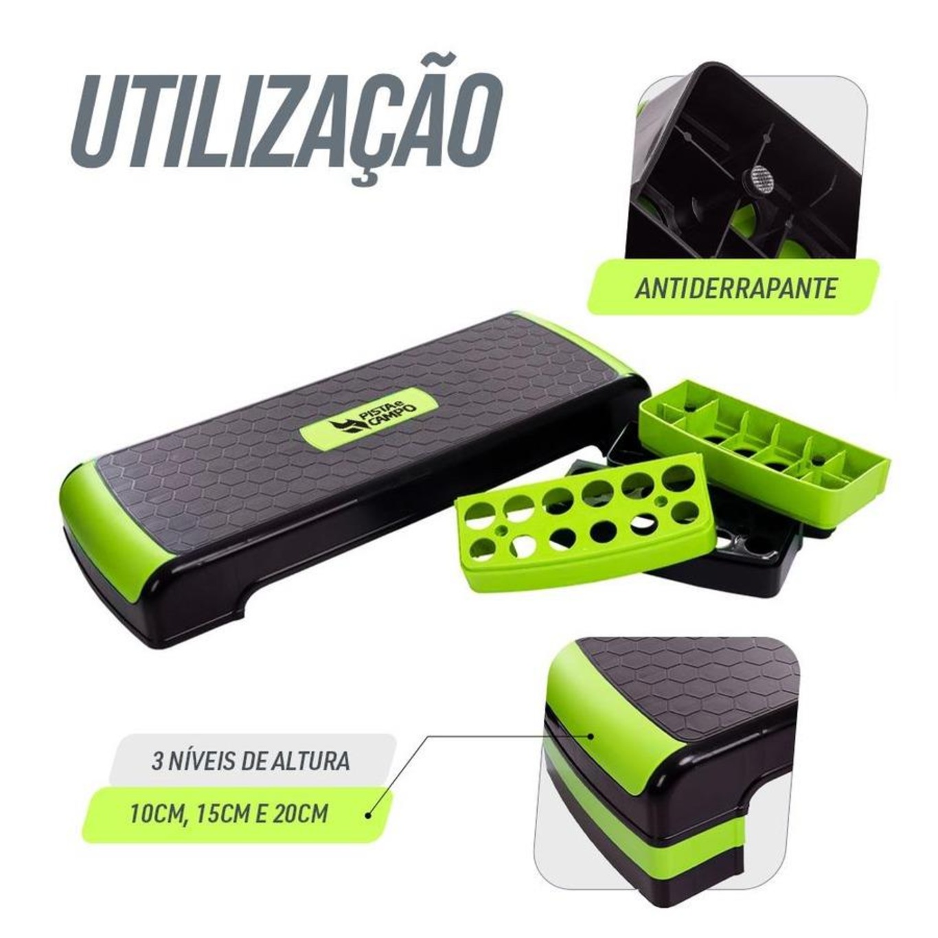 Step Funcional em Pvc com 3 Ajustes de Altura de 10 a 20Cm Pista e Campo - Foto 5