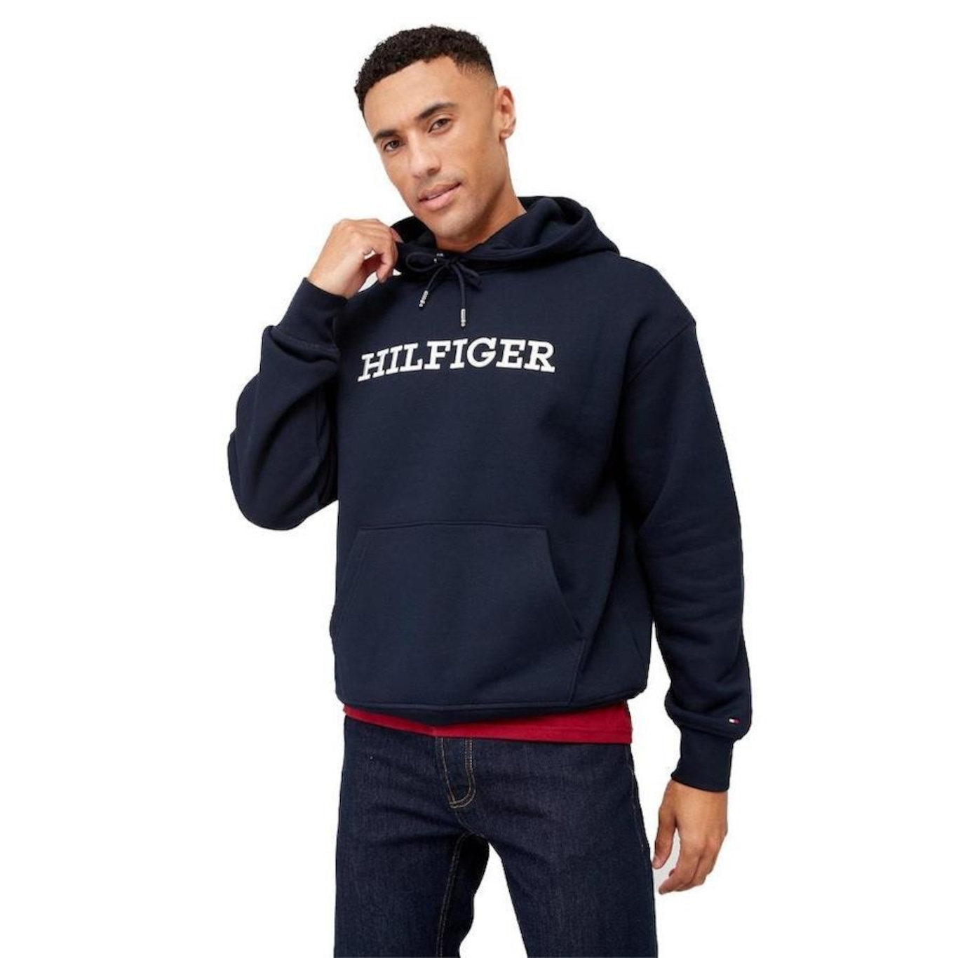 Blusão de Moletom Canguru Tommy Hilfiger Monotype Embro Hoodi - Masculino - Foto 1