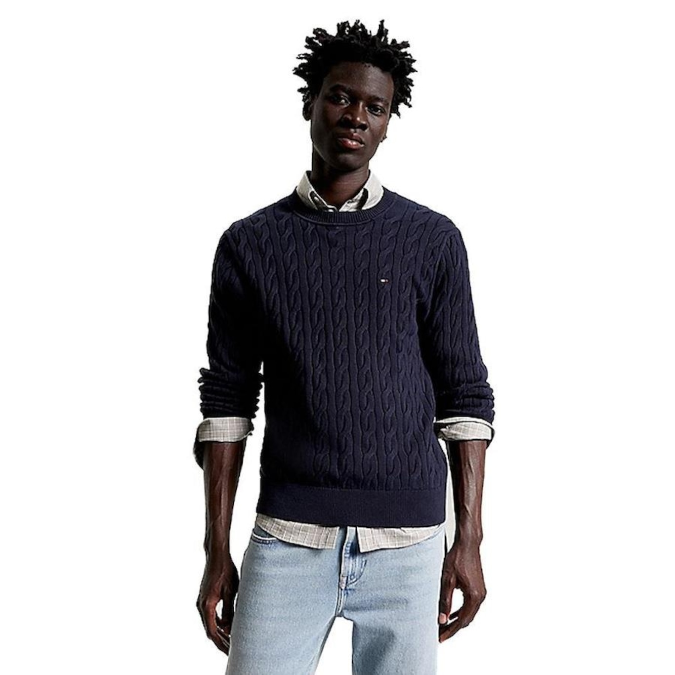 Blusão Suéter Tommy Hilfiger Manga Longa Classic Cable Crew Masculino - Foto 2