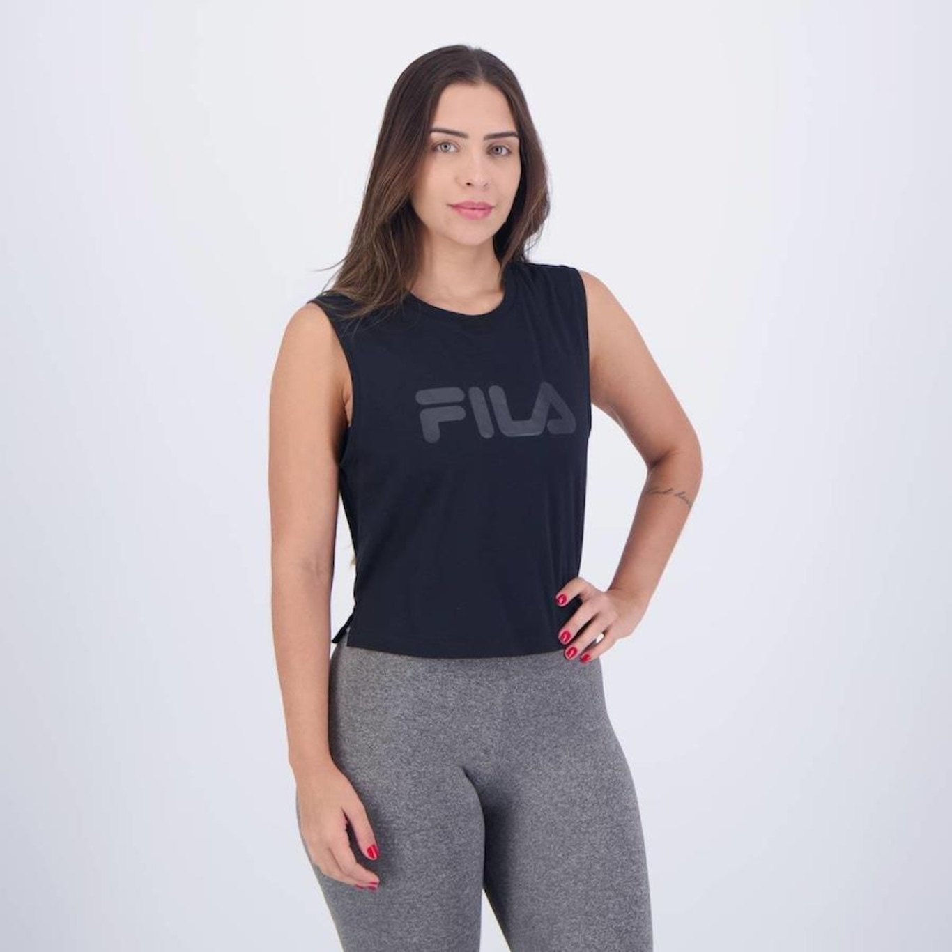 Blusa Cropped Regata Fila Letter Iii - Feminina - Foto 2