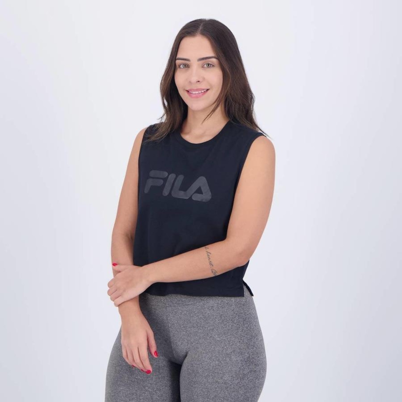 Blusa Cropped Regata Fila Letter Iii - Feminina - Foto 3