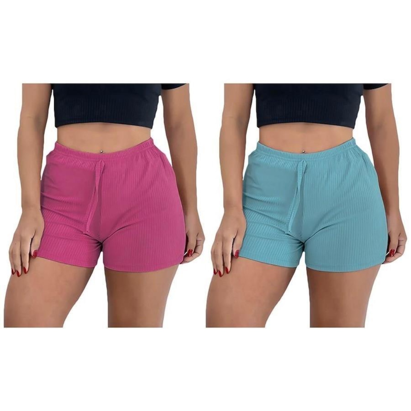 Kit Shorts Pmc Canelado com 2 Unidades - Feminino - Foto 1